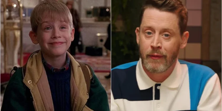 Macaulay Culkin em 'Esqueceram de Mim' (1990) e em entrevista para o podcast 'Mythical Kitchen'. Foto: Reprodução.