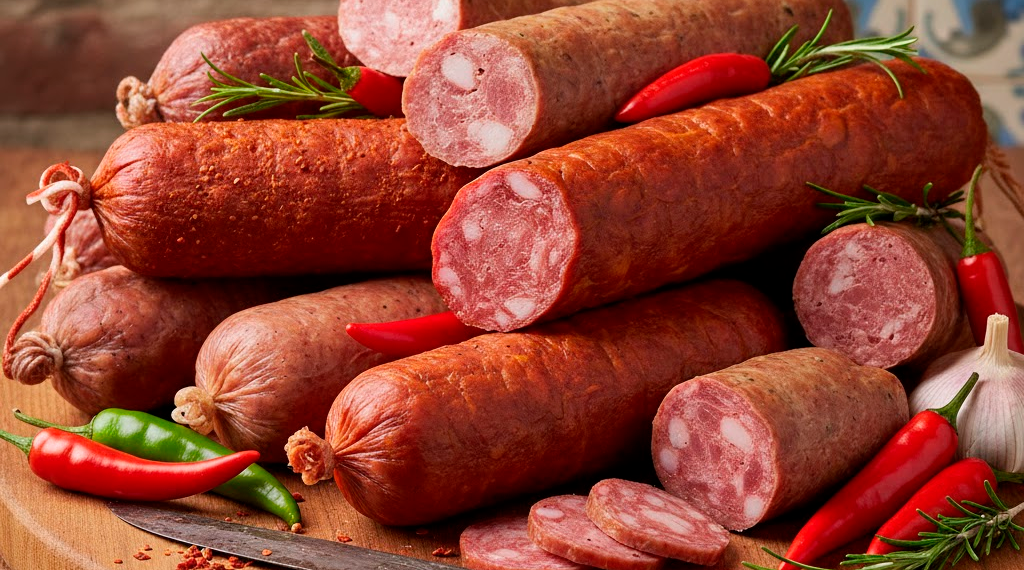 linguiça calabresa e tipo calabresa