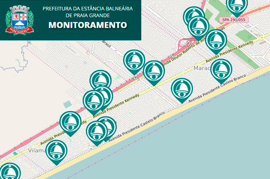 câmeras ao vivo na Praia Grande